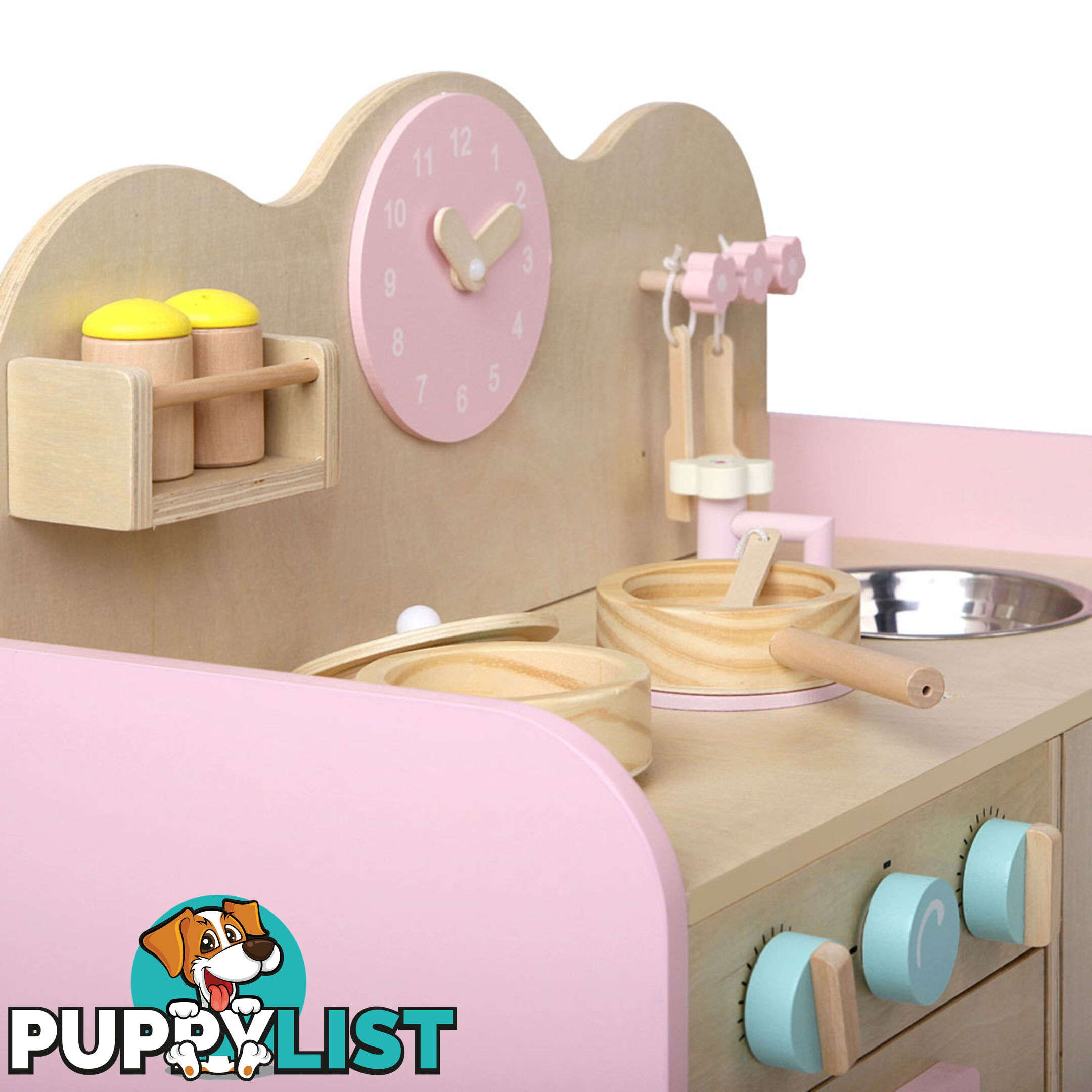 7 Piece Kids Wooden Pretend Kitchen Play Set Children Home Cooking Toy Cookware