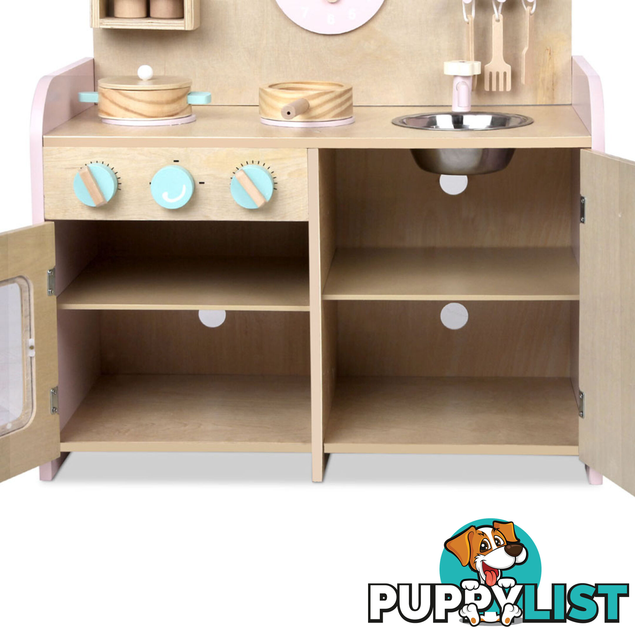 7 Piece Kids Wooden Pretend Kitchen Play Set Children Home Cooking Toy Cookware