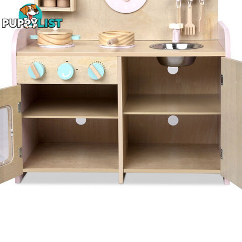 7 Piece Kids Wooden Pretend Kitchen Play Set Children Home Cooking Toy Cookware