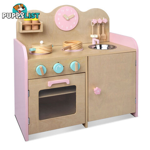 7 Piece Kids Wooden Pretend Kitchen Play Set Children Home Cooking Toy Cookware