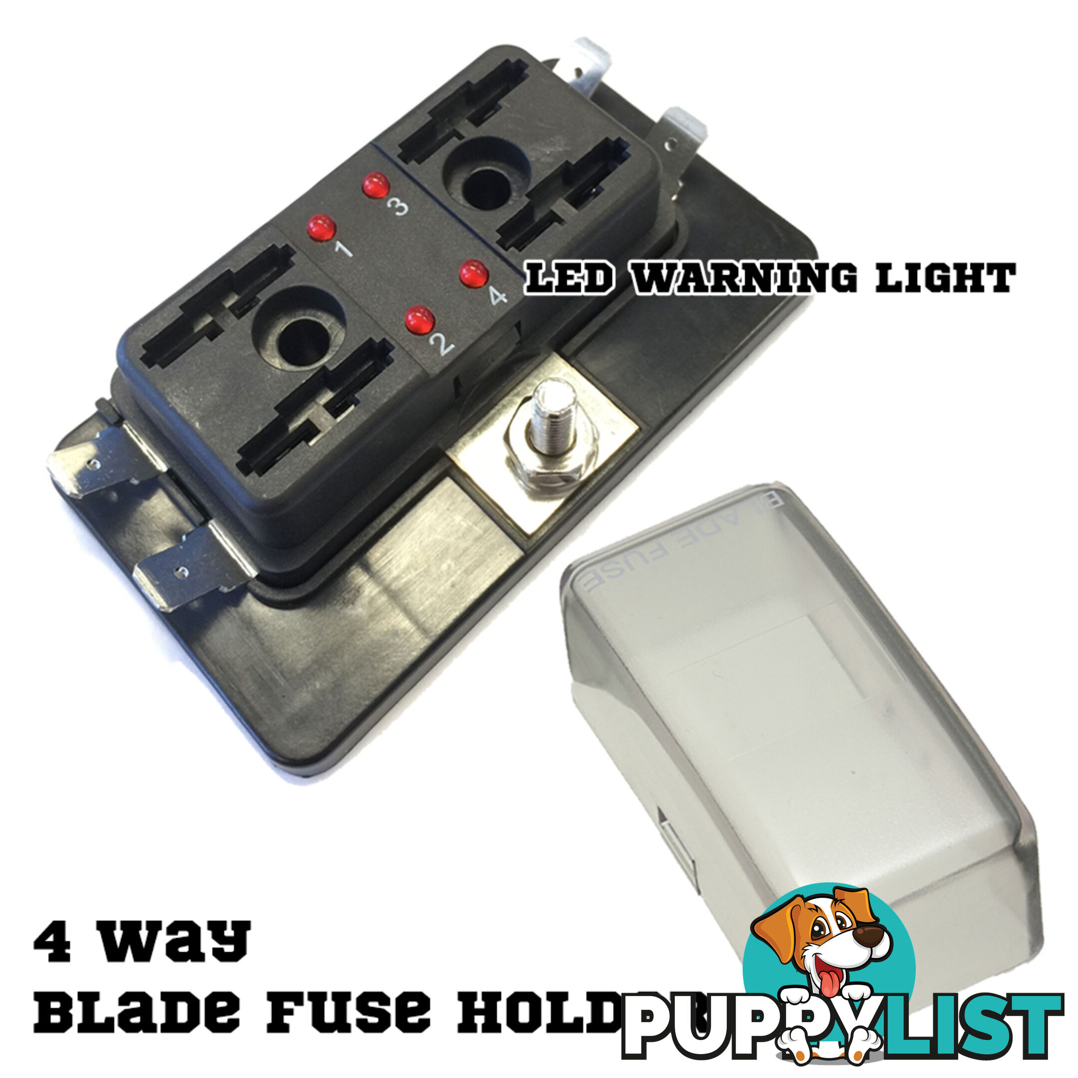 ATO 4 Way Blade Fuse Holder Box LED Light 12-32V Circuit Caravan Truck Boat 4X4