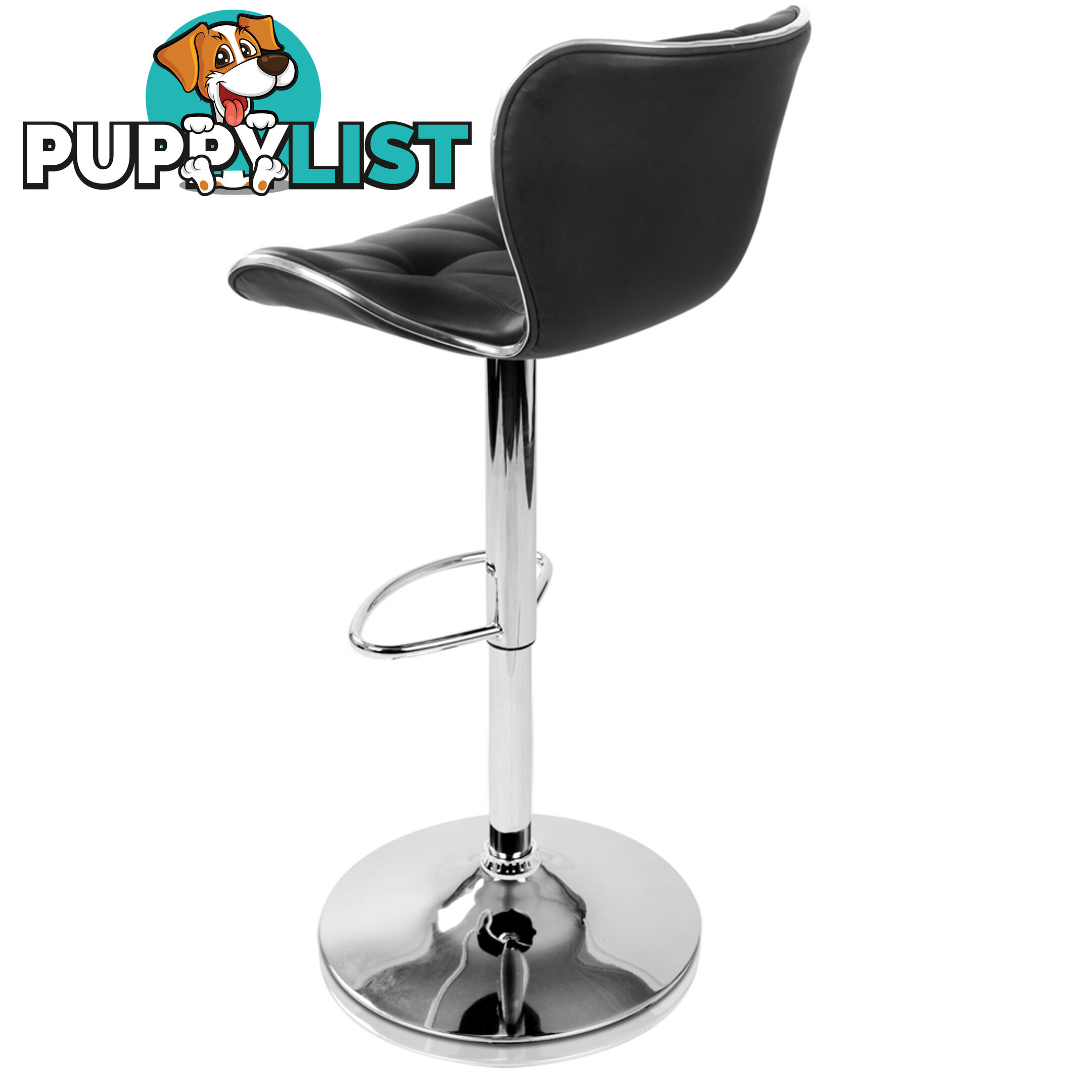 Set of 2 PU Leather Kitchen Bar Stool Black