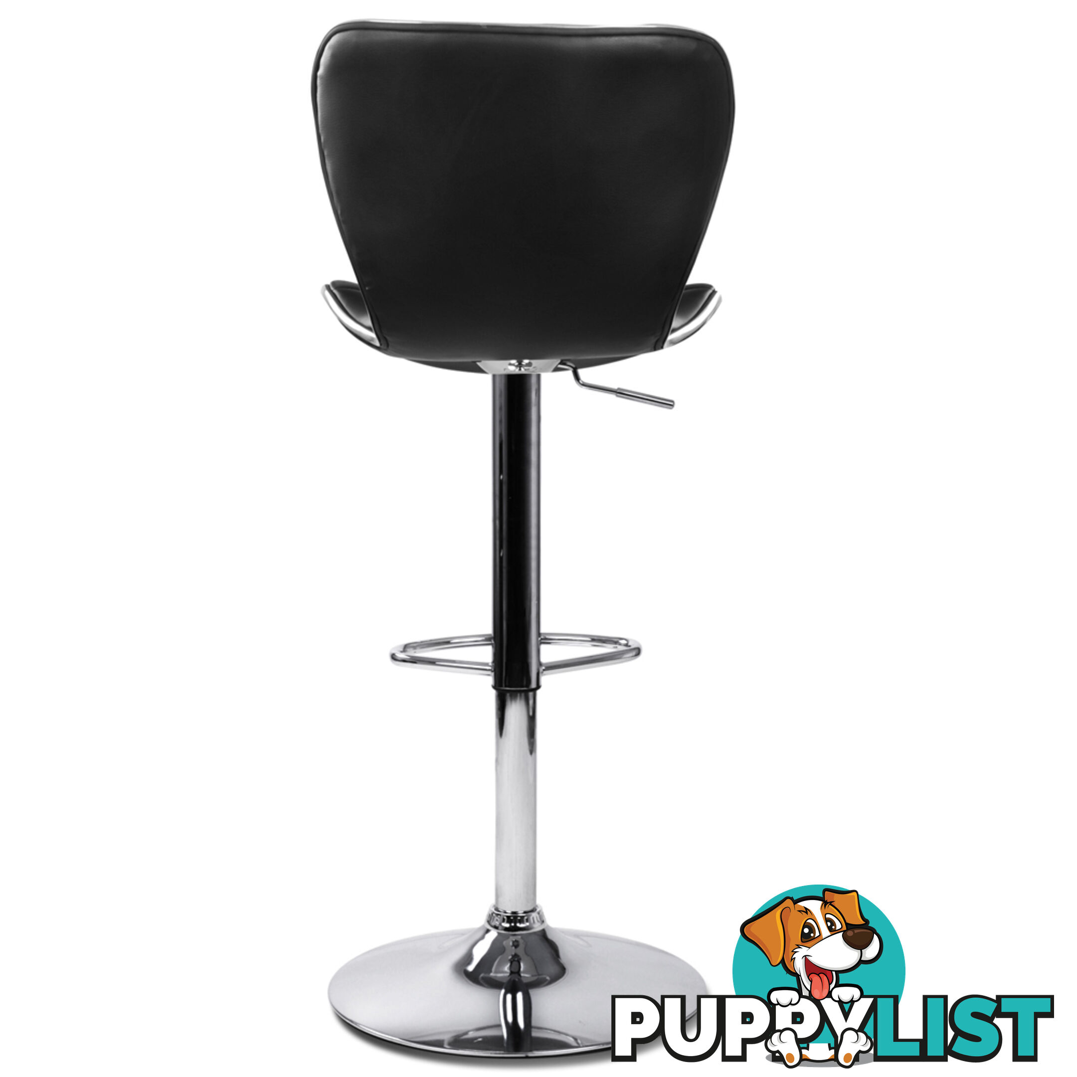 Set of 2 PU Leather Kitchen Bar Stool Black