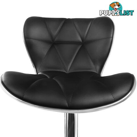 Set of 2 PU Leather Kitchen Bar Stool Black