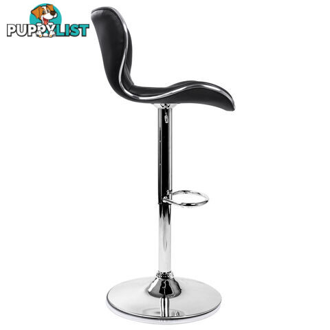 Set of 2 PU Leather Kitchen Bar Stool Black