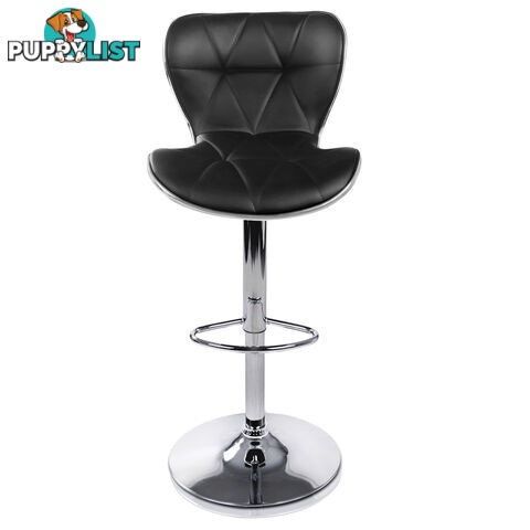 Set of 2 PU Leather Kitchen Bar Stool Black