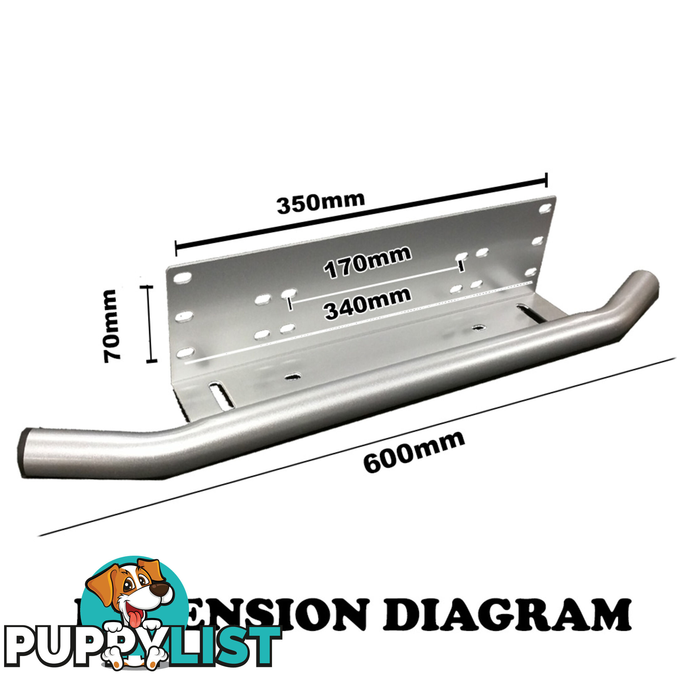 Number Plate Bullbar Frame Mounting Bracket Silver Light Bar Antenne UHF Holder
