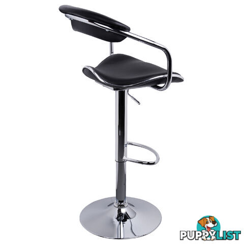 2 x PU Leather Gas Lift Bar Stool Kitchen Chair Black