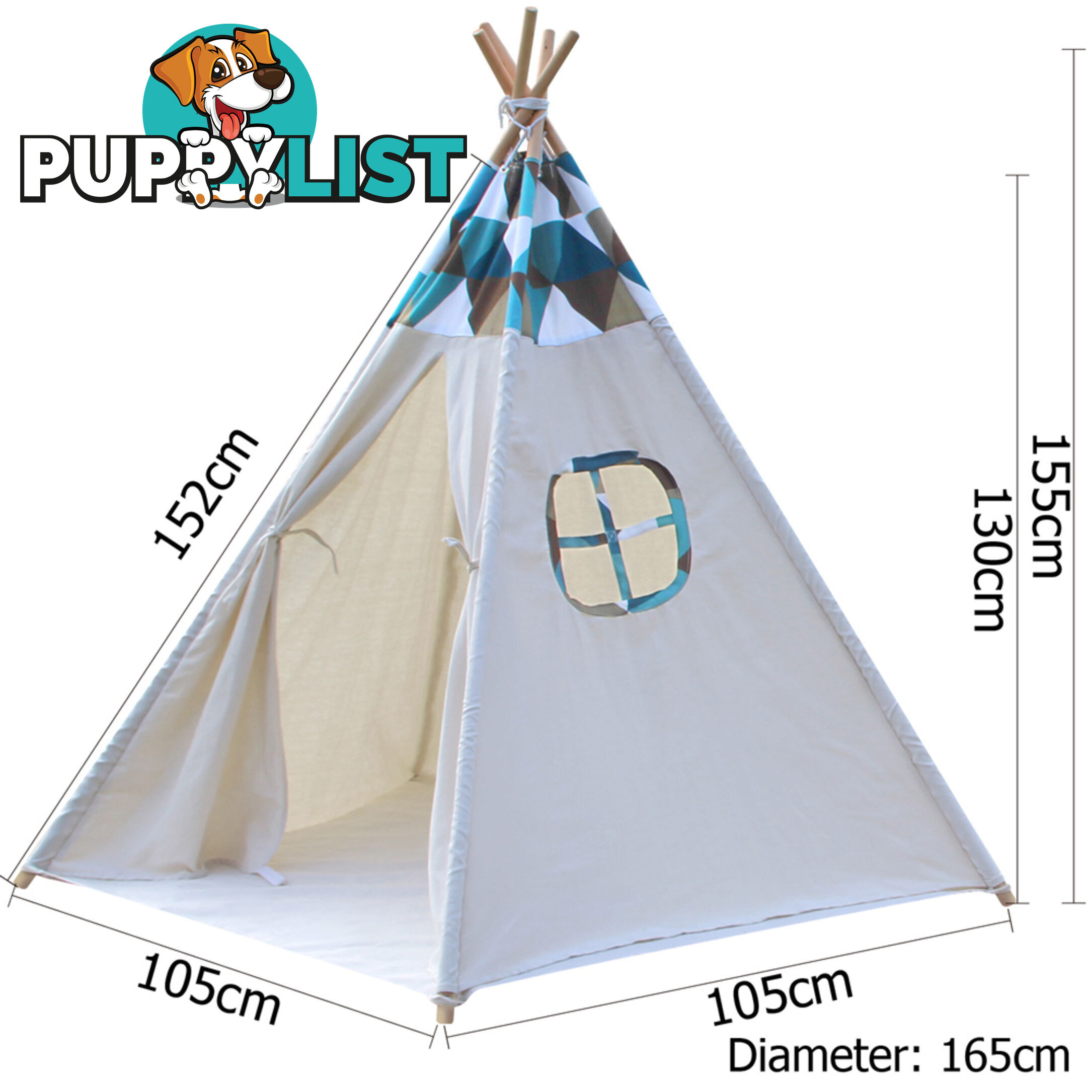 5 Poles Kids Play Tent Children Home Canvas Teepee Pretend Playhouse Outdoor Indoor Tipi