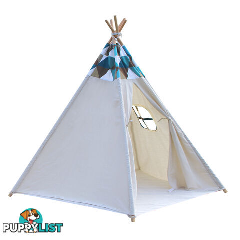 5 Poles Kids Play Tent Children Home Canvas Teepee Pretend Playhouse Outdoor Indoor Tipi