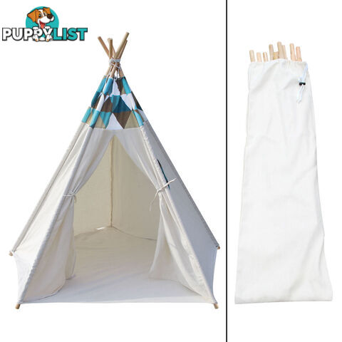 5 Poles Kids Play Tent Children Home Canvas Teepee Pretend Playhouse Outdoor Indoor Tipi