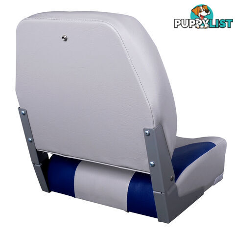 2 x Premium Folding Marine Boat Seat Swivel Grade Vinyl Grey Blue Extra Large