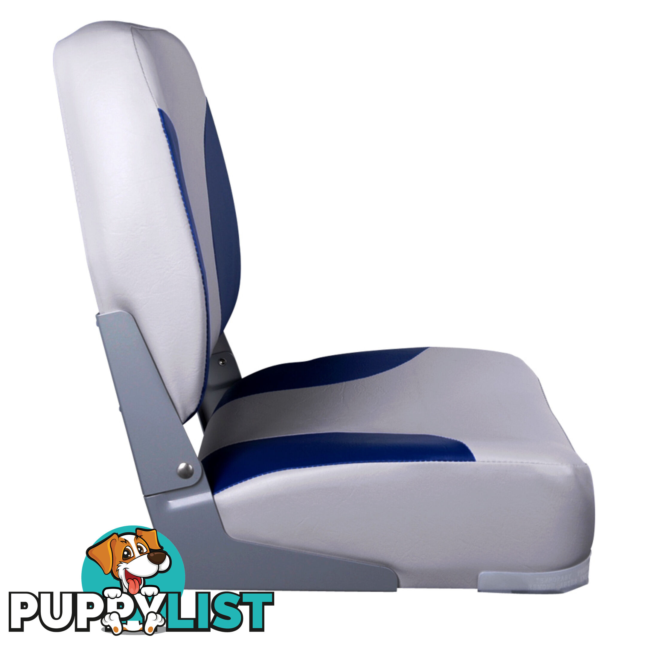 2 x Premium Folding Marine Boat Seat Swivel Grade Vinyl Grey Blue Extra Large