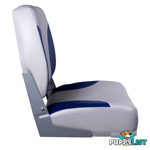 2 x Premium Folding Marine Boat Seat Swivel Grade Vinyl Grey Blue Extra Large