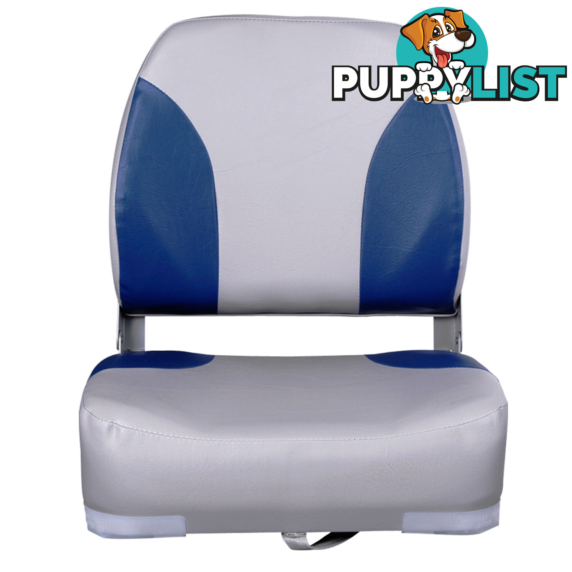 2 x Premium Folding Marine Boat Seat Swivel Grade Vinyl Grey Blue Extra Large