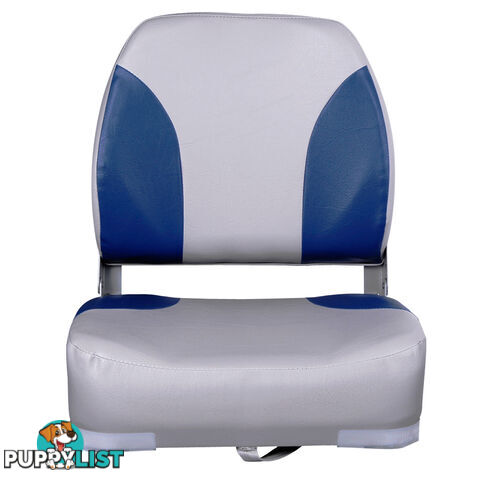 2 x Premium Folding Marine Boat Seat Swivel Grade Vinyl Grey Blue Extra Large