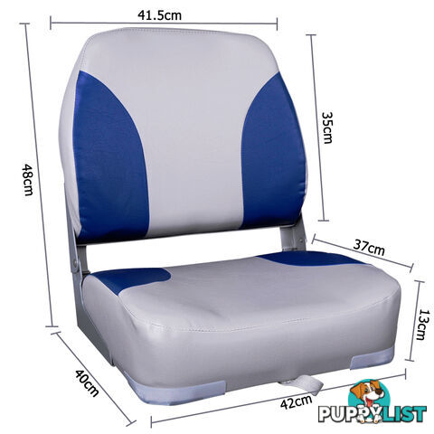 2 x Premium Folding Marine Boat Seat Swivel Grade Vinyl Grey Blue Extra Large