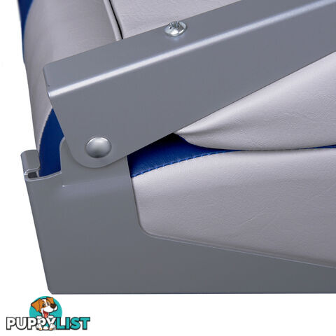 2 x Premium Folding Marine Boat Seat Swivel Grade Vinyl Grey Blue Extra Large