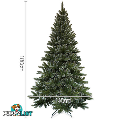 6FT Premium Snowy Christmas Tree 180cm Xmas Home Decoration Steel Base Green