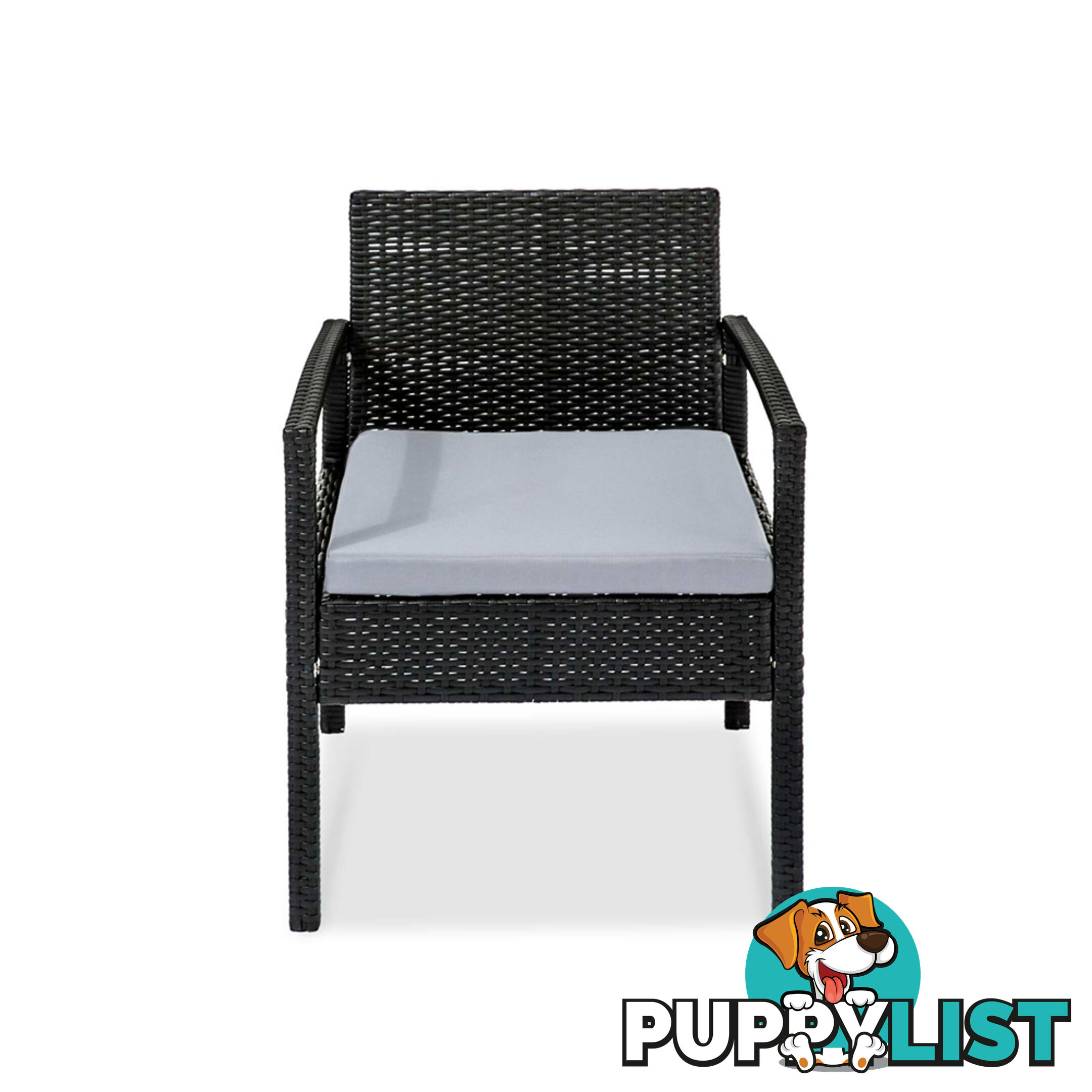 4Pcs PE Wicker Outdoor Furniture Set Garden Patio Lounge Chairs Table Black