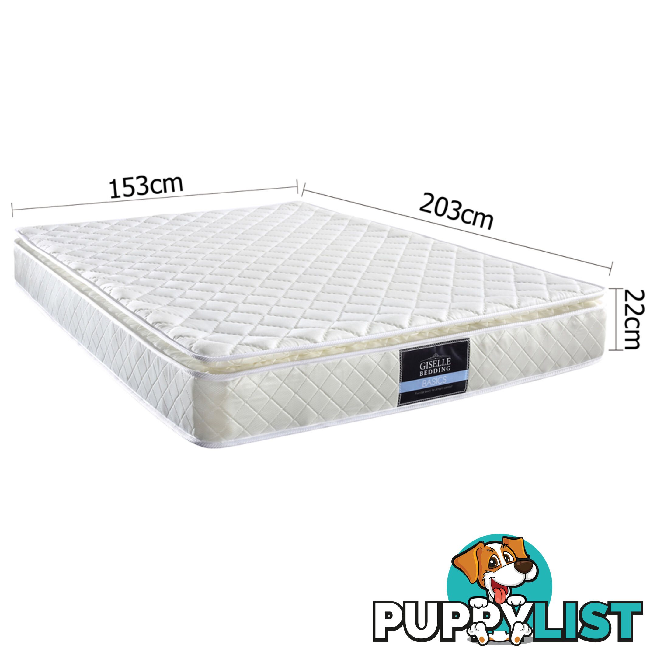 Premium Pillow Top Pocket Spring Mattress High Density Foam 22cm Queen Size