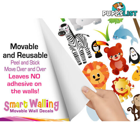 Large Size Cute Zoo Animals Kids Wall Stickers - Totally Movable