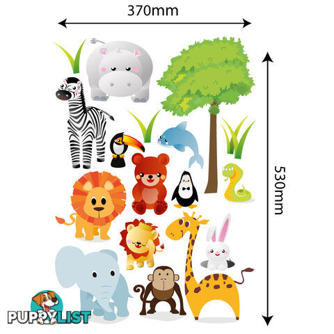 Large Size Cute Zoo Animals Kids Wall Stickers - Totally Movable