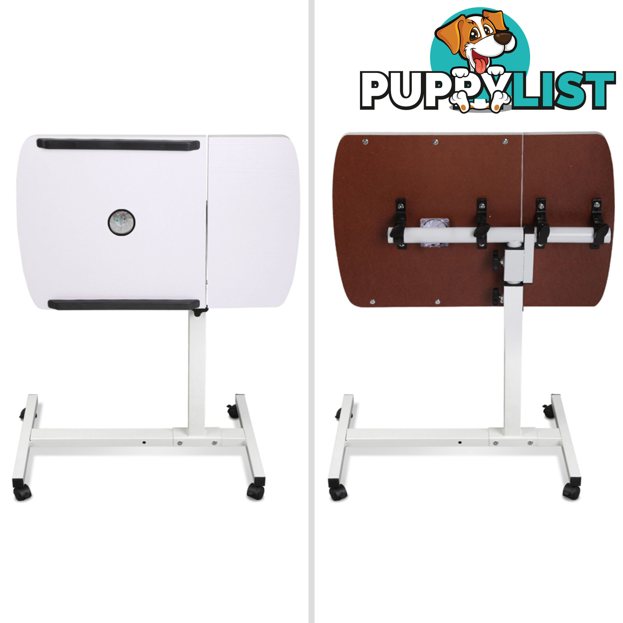Rotating Mobile Laptop Adjustable Desk w/ USB Cooler White