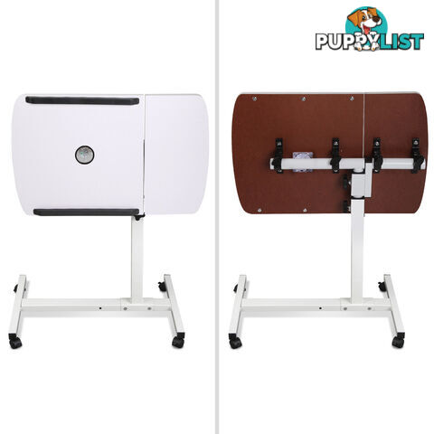 Rotating Mobile Laptop Adjustable Desk w/ USB Cooler White