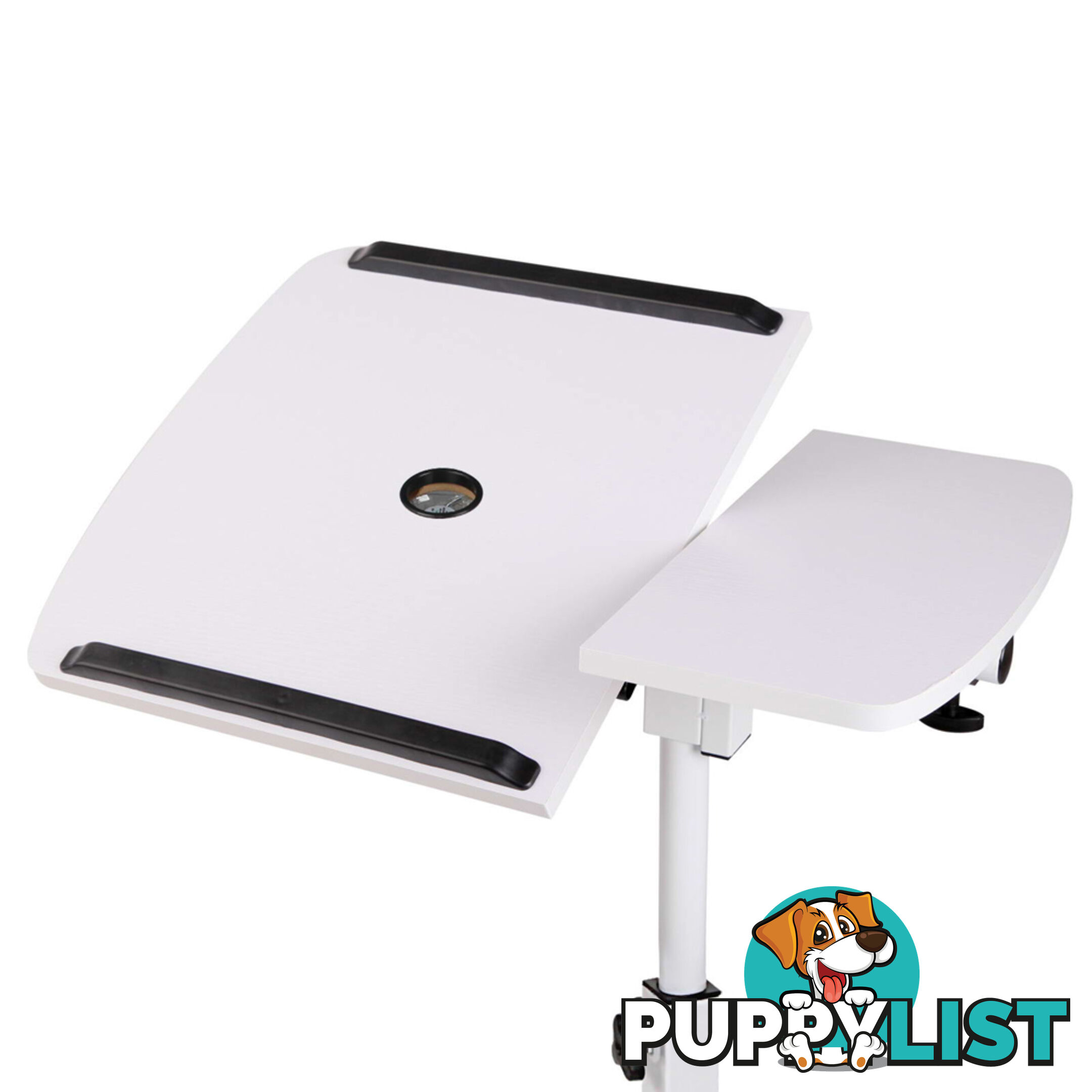 Rotating Mobile Laptop Adjustable Desk w/ USB Cooler White