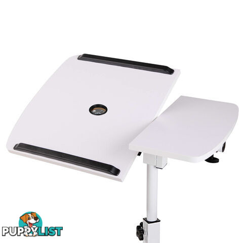 Rotating Mobile Laptop Adjustable Desk w/ USB Cooler White