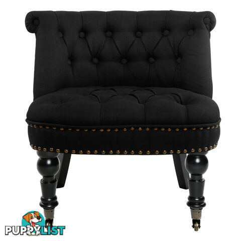 Lorraine Chair French Provincial Linen Fabric Sofa Pitch Black