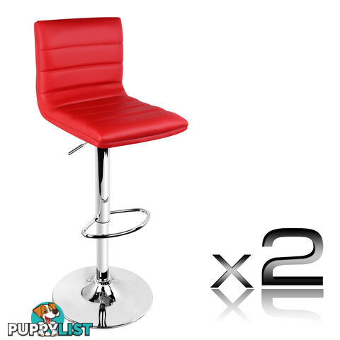 2 x PU Leather Backrest Kitchen Bar Stool Cafe Swivel Breakfast Stools Chair Red