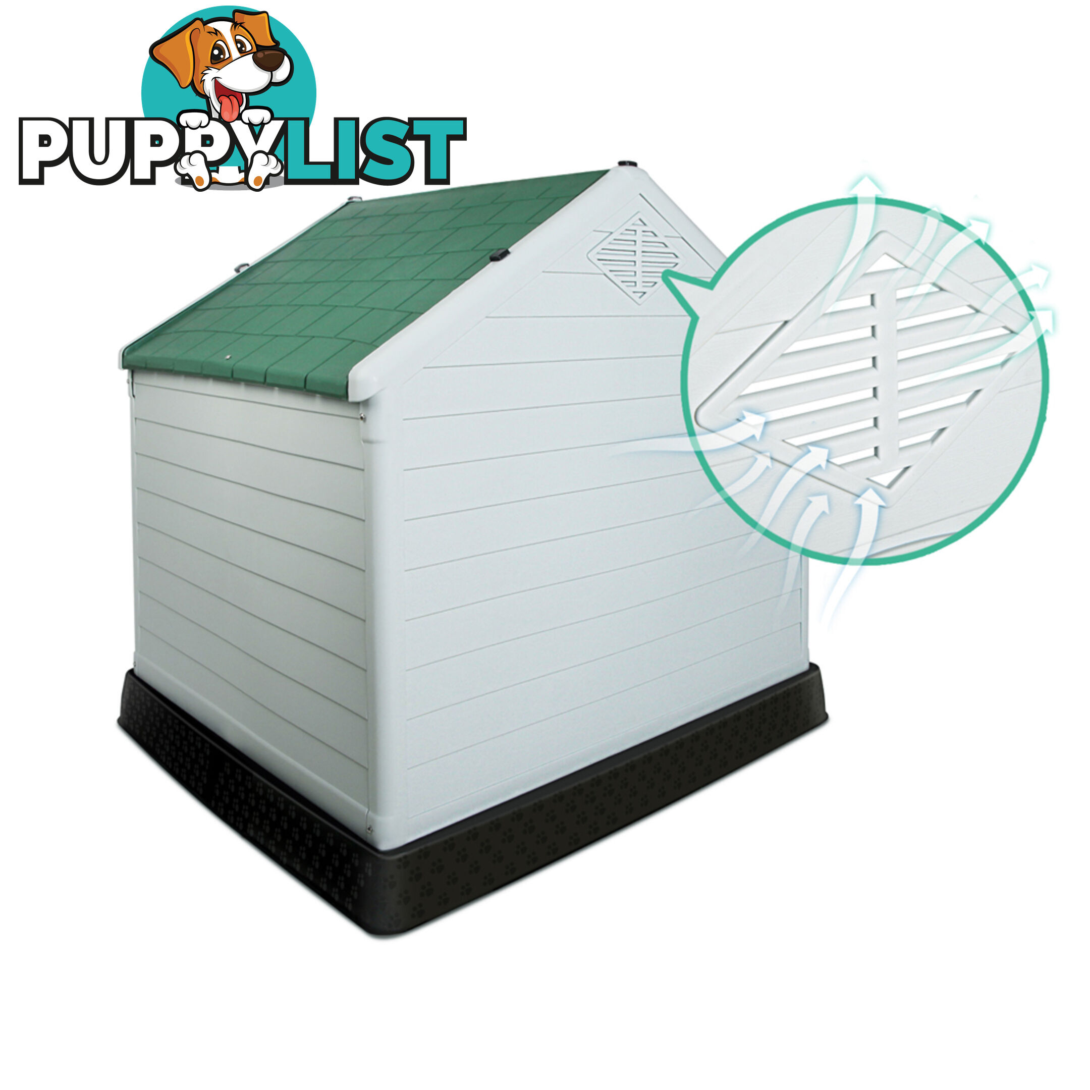 XL Weatherproof Plastic Dog Kennel Pet Puppy Outdoor Indoor Garden Dog House