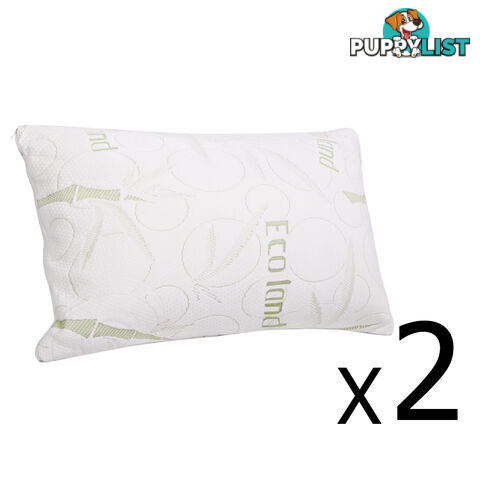 2 x Premium Memory Foam Pillow Eco-Friendly Bamboo Fabric Cover 70 x 40cm