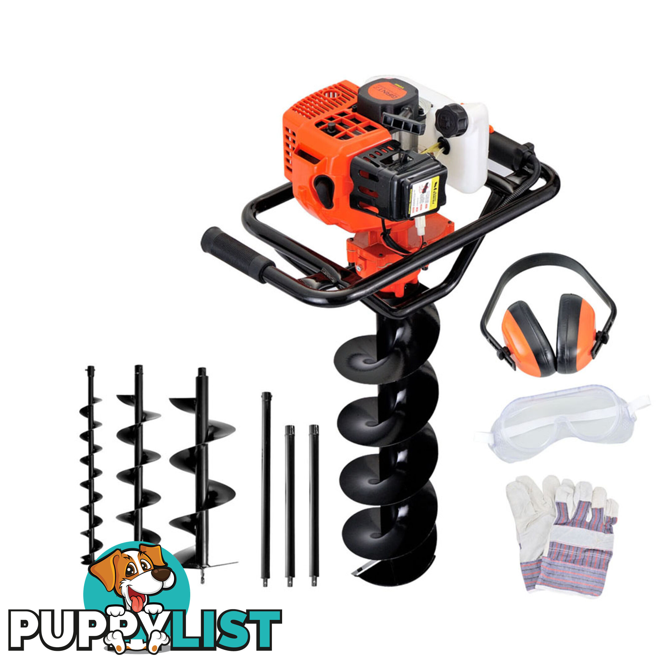 88cc Petrol Post Hole Digger Earth Auger Fence Borer Bit Drill Kit Set