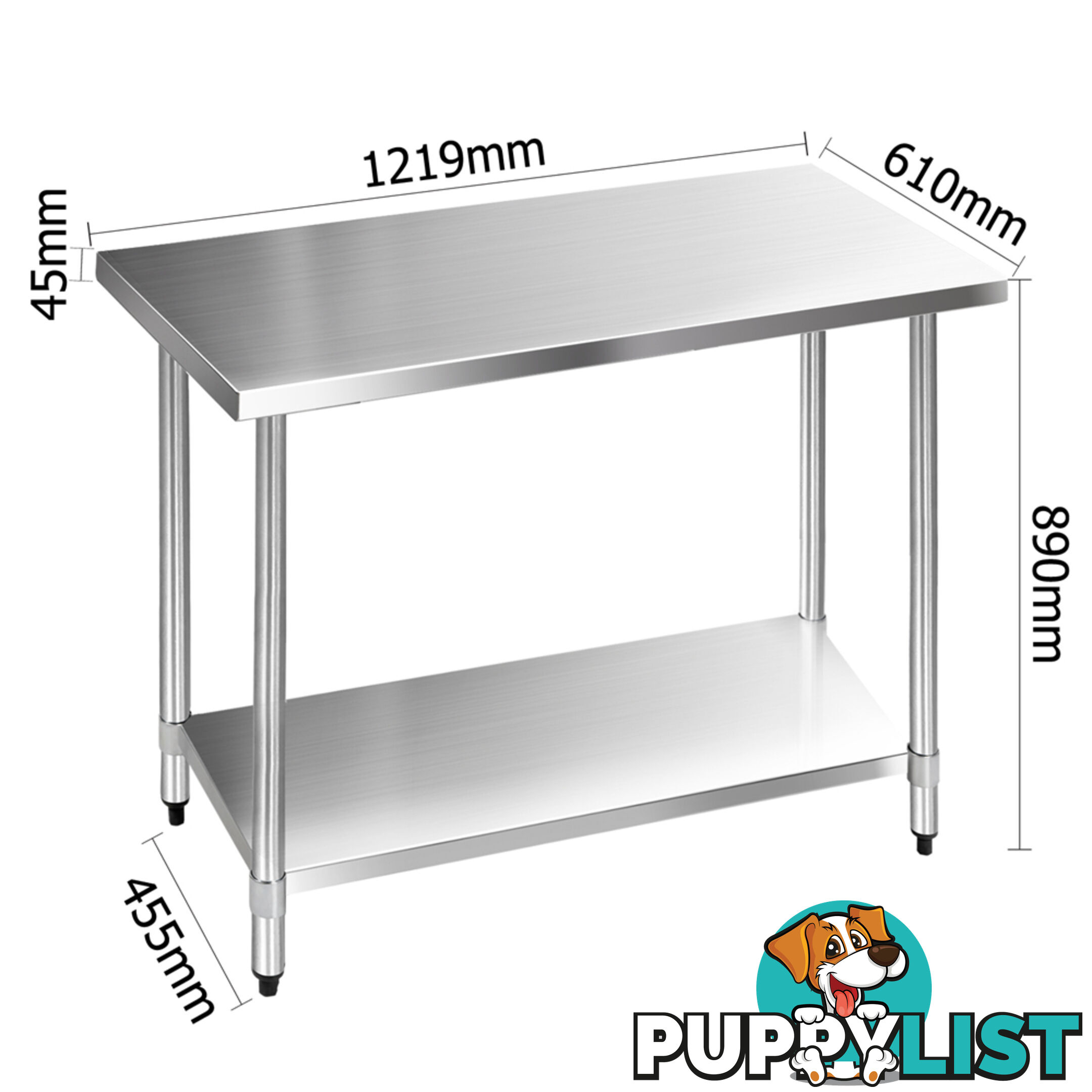 Commercial 304 Stainless Steel Kitchen Work Bench Table 1219mm