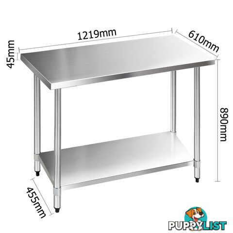 Commercial 304 Stainless Steel Kitchen Work Bench Table 1219mm