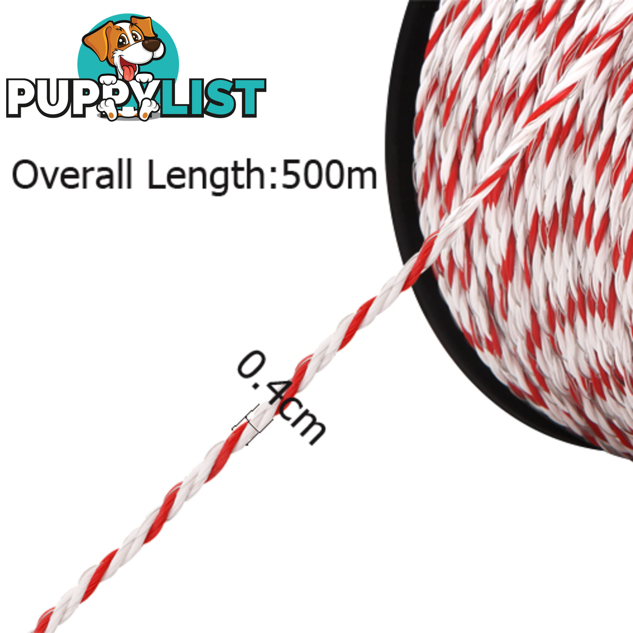 500m Poly Rope Roll Electric Fence Energiser Stainless Steel polyrope Insulator