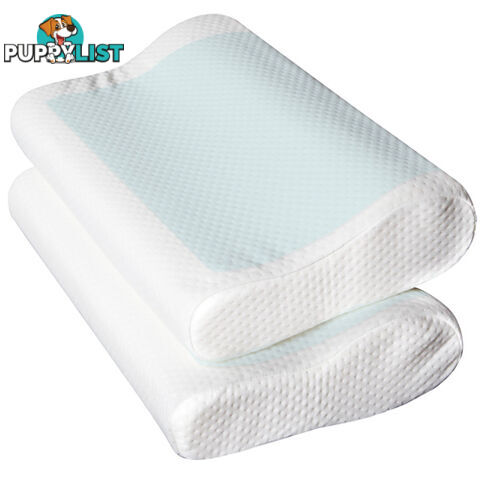 2 x Premium Cool Gel Top Memory Foam Pillow Contour Shape High Density