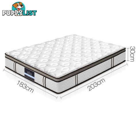 Natural Latex Euro Top Mattress Pocket Spring Back Support Foam Bed King Size