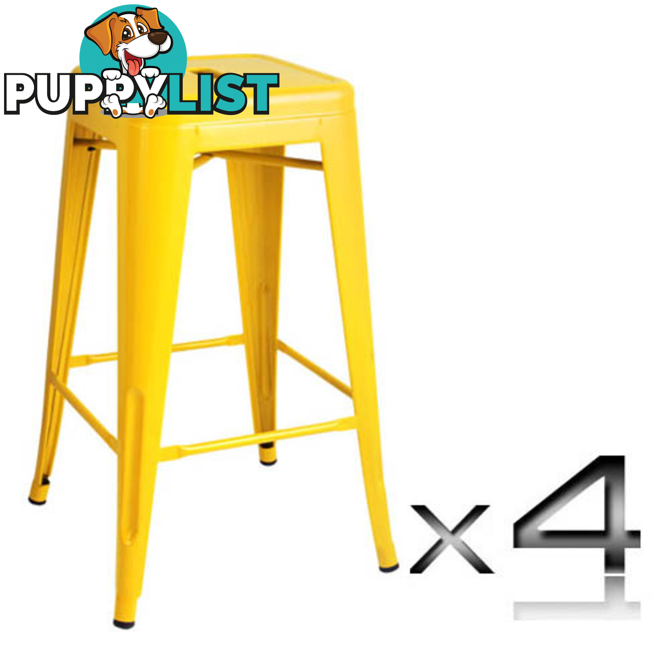 Set of 4 Replica Tolix Kitchen Bar Stool 66cm Yellow