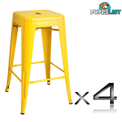 Set of 4 Replica Tolix Kitchen Bar Stool 66cm Yellow