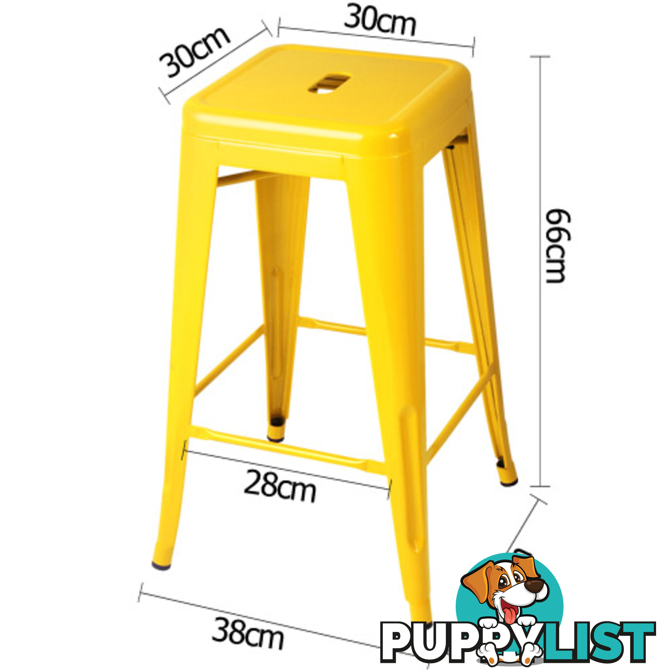 Set of 4 Replica Tolix Kitchen Bar Stool 66cm Yellow