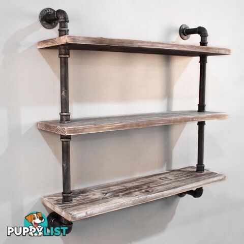 3 Level Rustic Industrial DIY Pipe Shelf Vintage Floating Shelves Wall Shelving