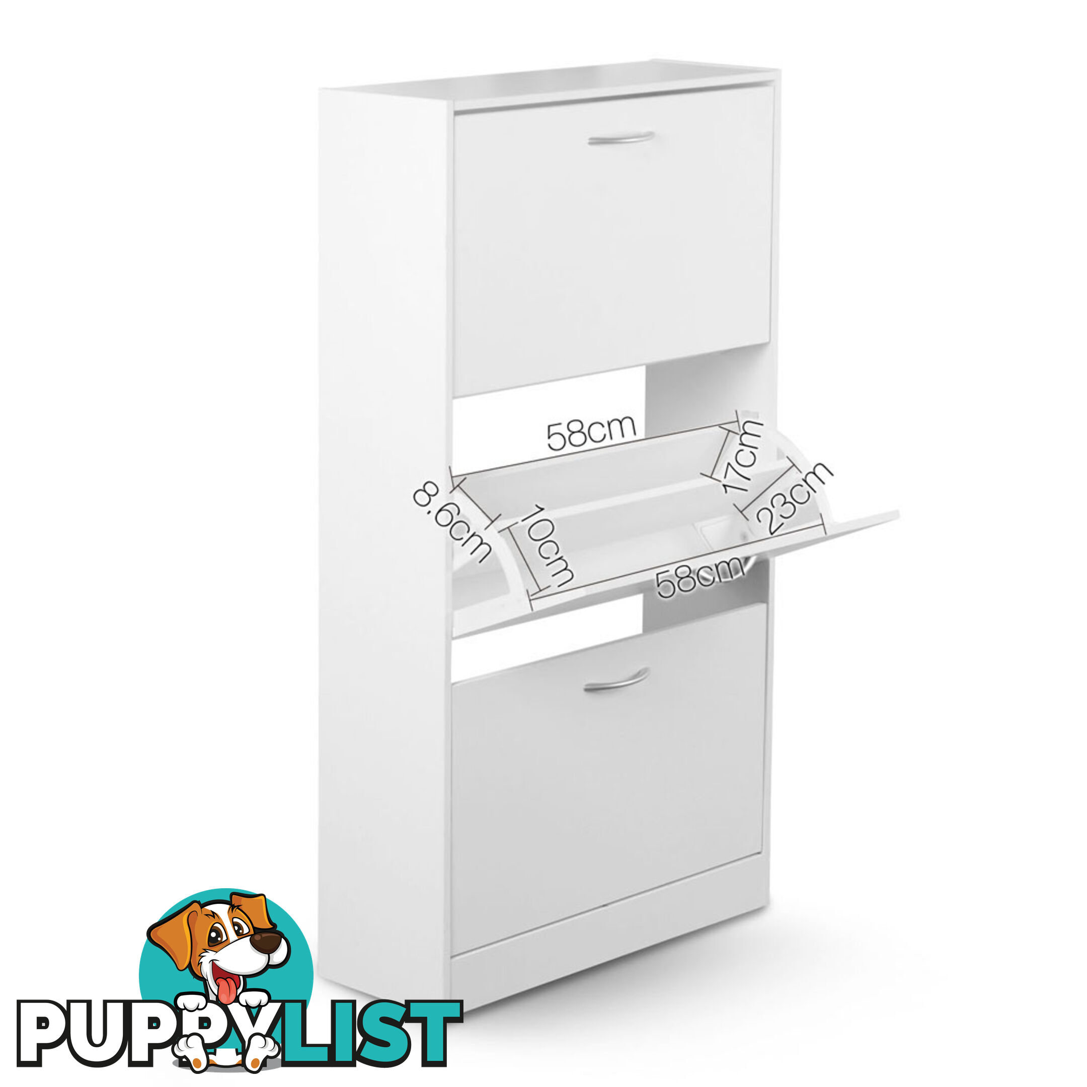 3 Drawers Chest Shoe Cabinet Storage Organizer White