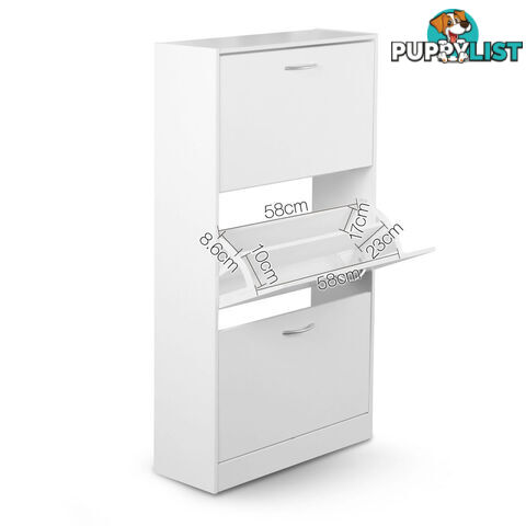 3 Drawers Chest Shoe Cabinet Storage Organizer White