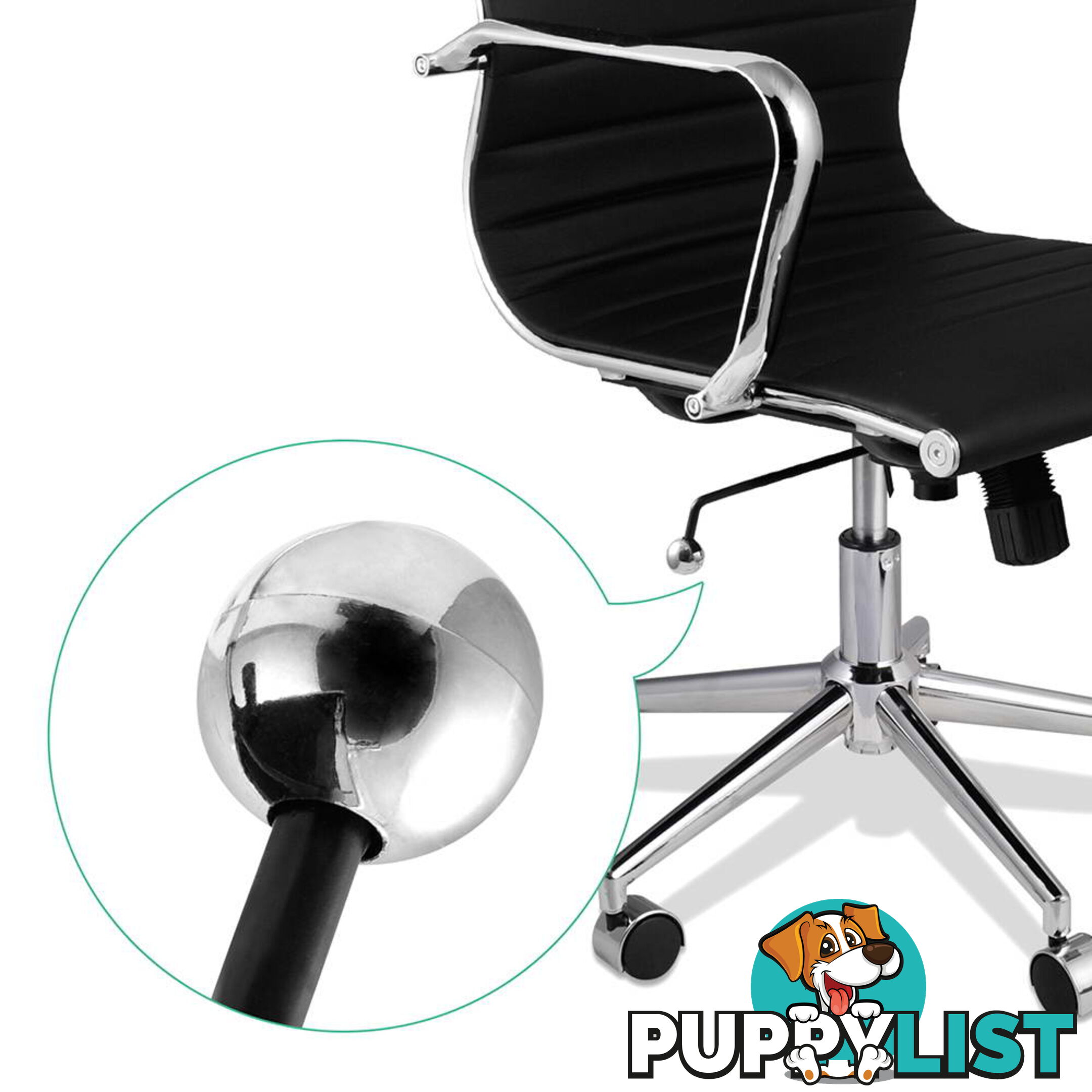 PU Leather Office Chair Eames Replica Executive Computer Work Ergonomic Black