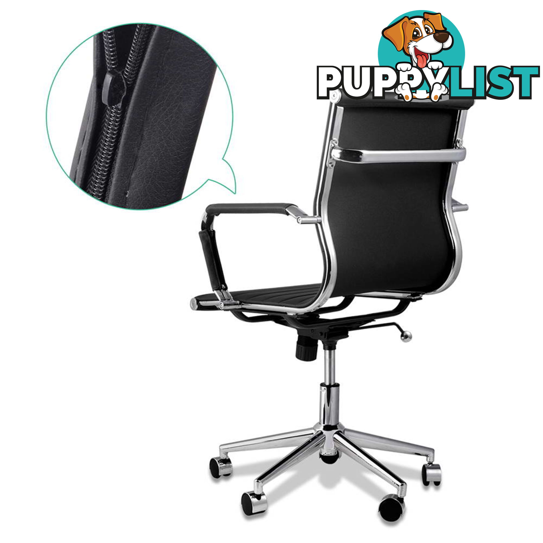 PU Leather Office Chair Eames Replica Executive Computer Work Ergonomic Black