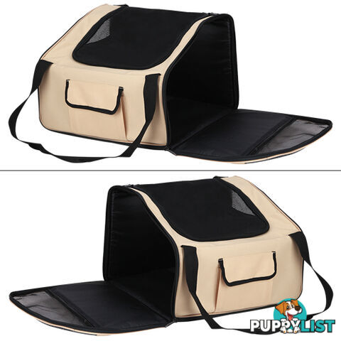 Pet Dog Cat Car Seat Carrier Travel Bag Small Beige